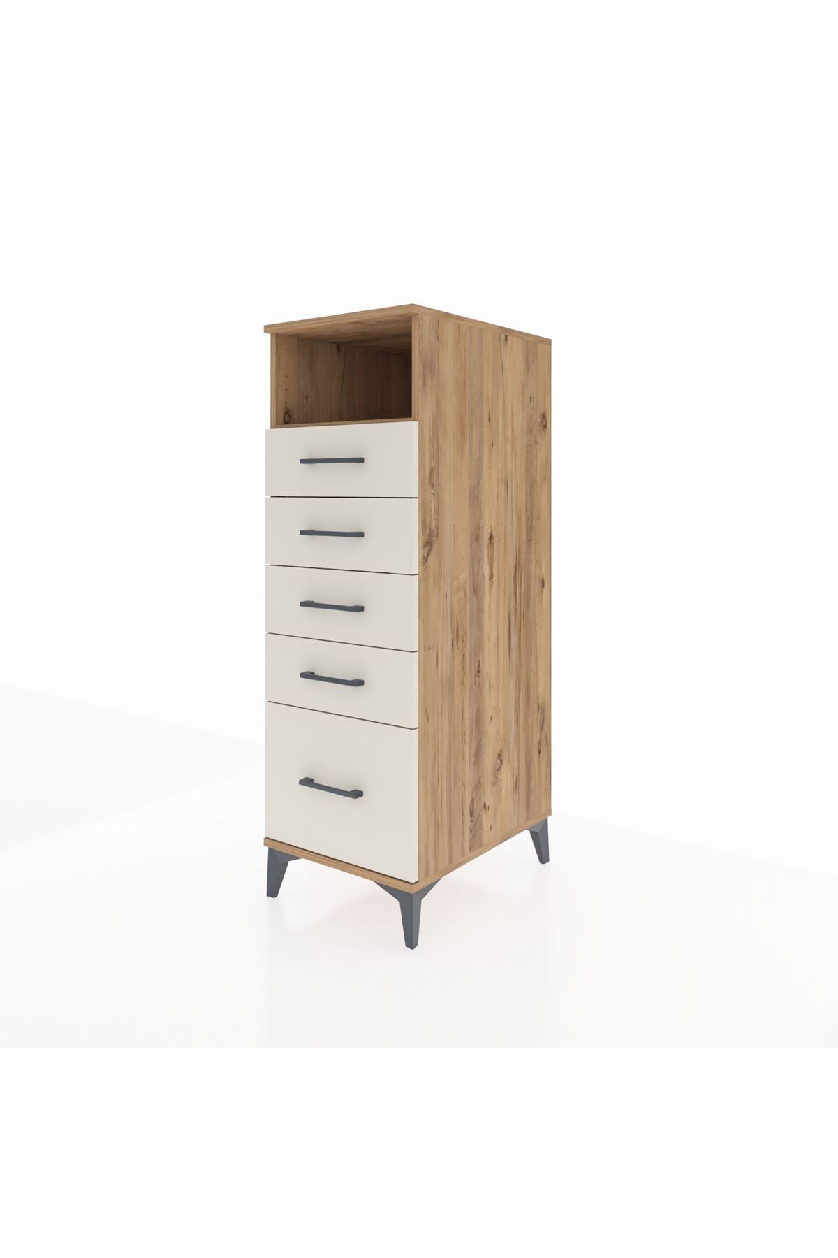 Kronos Dolap Tek Raflı 5 Çekmeceli 44x59x134 Çam-Aytaşı