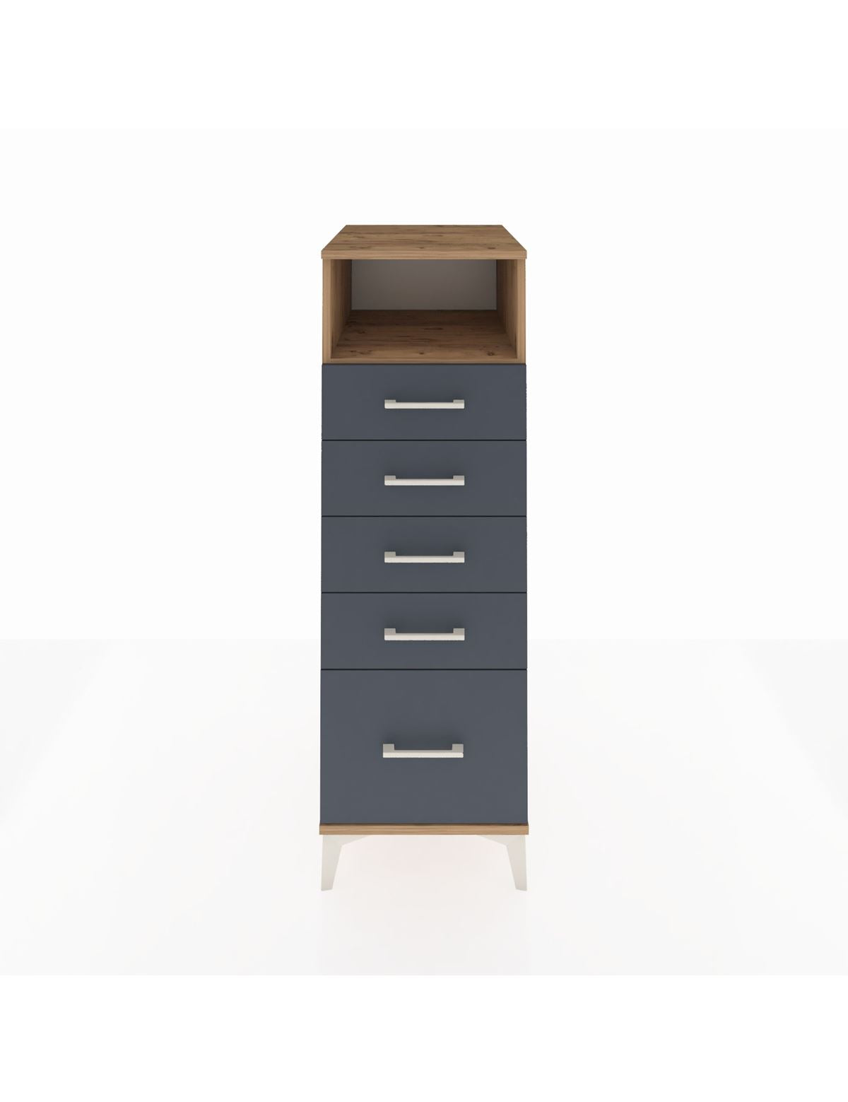 Kronos Dolap Tek Raflı 5 Çekmeceli 44x59x134 Çam-Antrasit