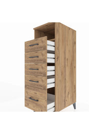 Kronos Dolap Tek Raflı 5 Çekmeceli 44x59x134 Çam-Çam