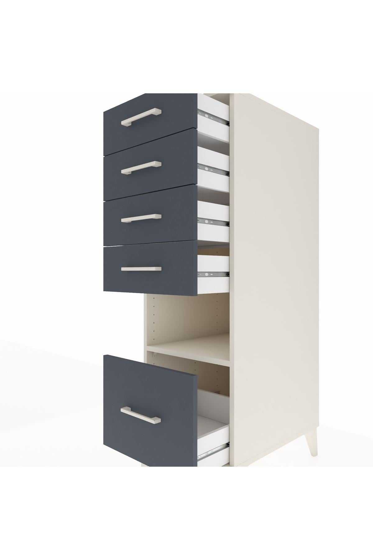 Kronos Dolap Tek Raflı 5 Çekmeceli 44x59x134 Aytaşı-Antrasit