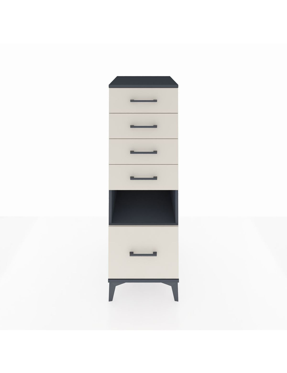 Kronos Dolap Tek Raflı 5 Çekmeceli 44x59x134 Antrasit-Aytaşı