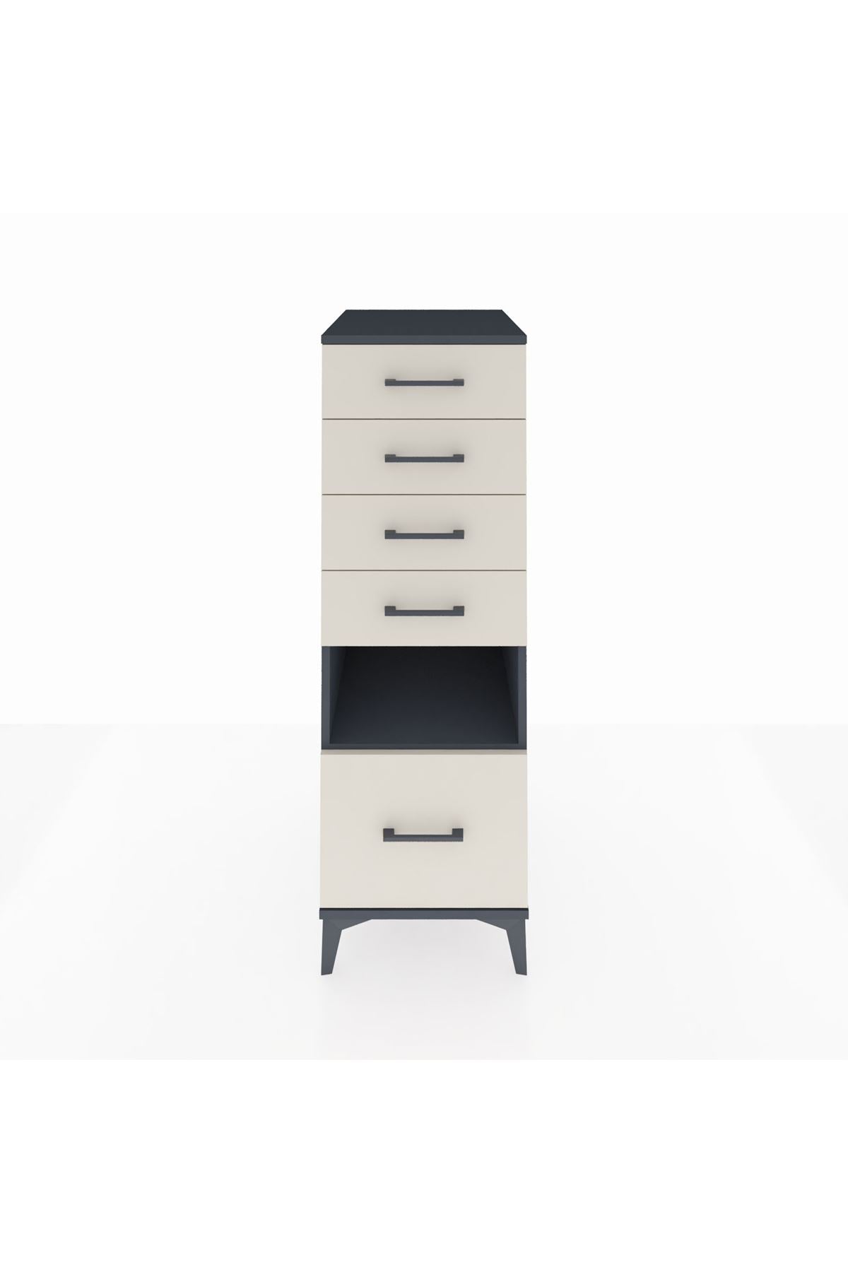 Kronos Dolap Tek Raflı 5 Çekmeceli 44x59x134 Antrasit-Aytaşı