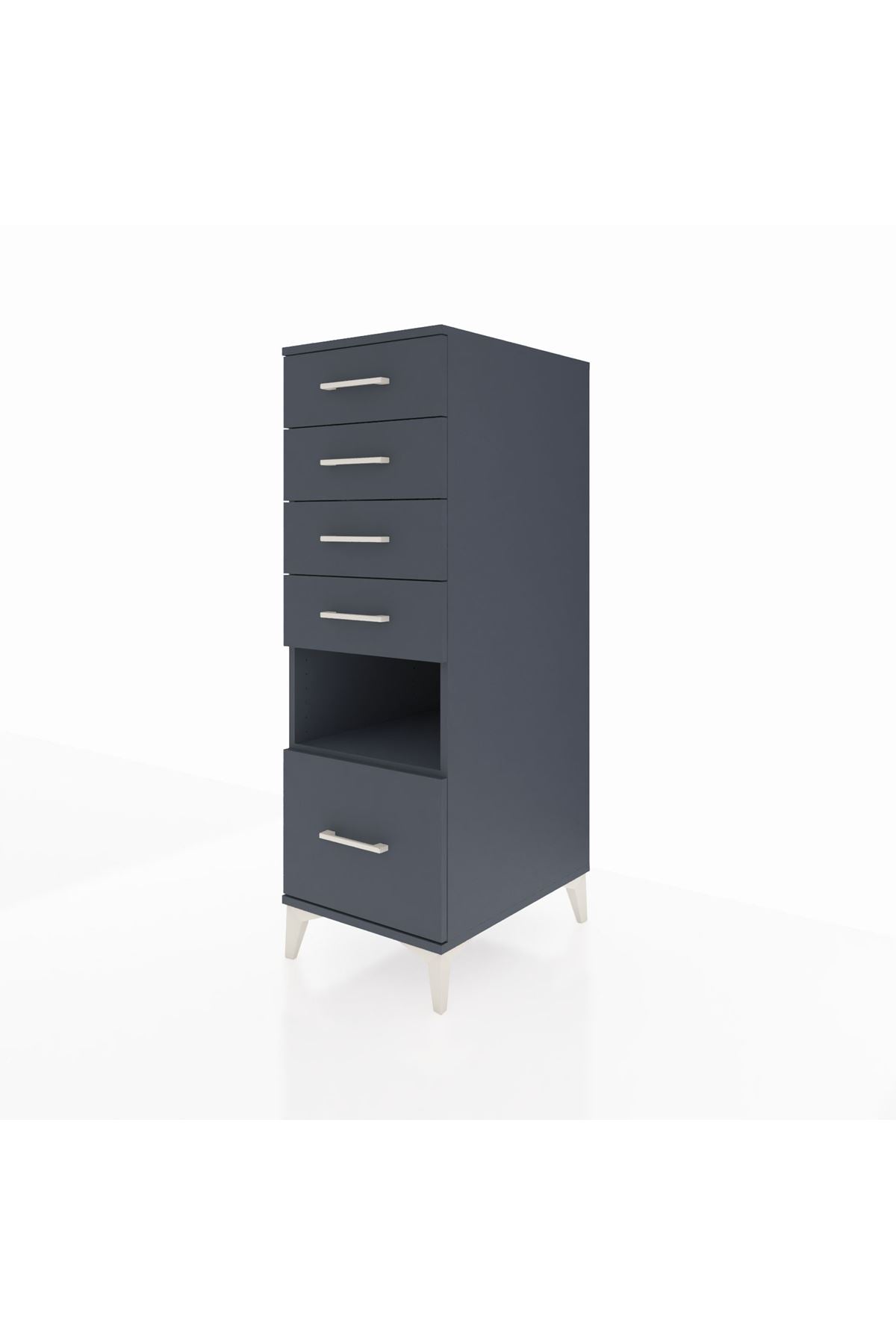 Kronos Dolap Tek Raflı 5 Çekmeceli 44x59x134 Antrasit-Antrasit