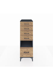 Kronos Dolap Tek Raflı 5 Çekmeceli 44x59x134 Antrasit-Çam