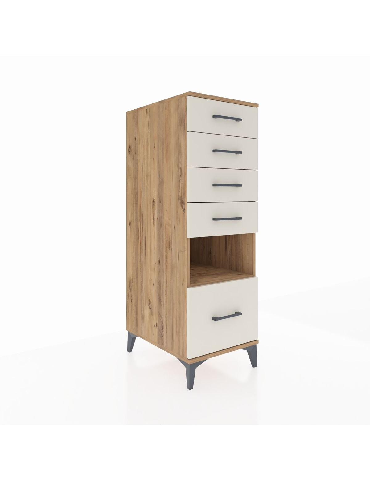 Kronos Dolap Tek Raflı 5 Çekmeceli 44x59x134 Çam-Aytaşı