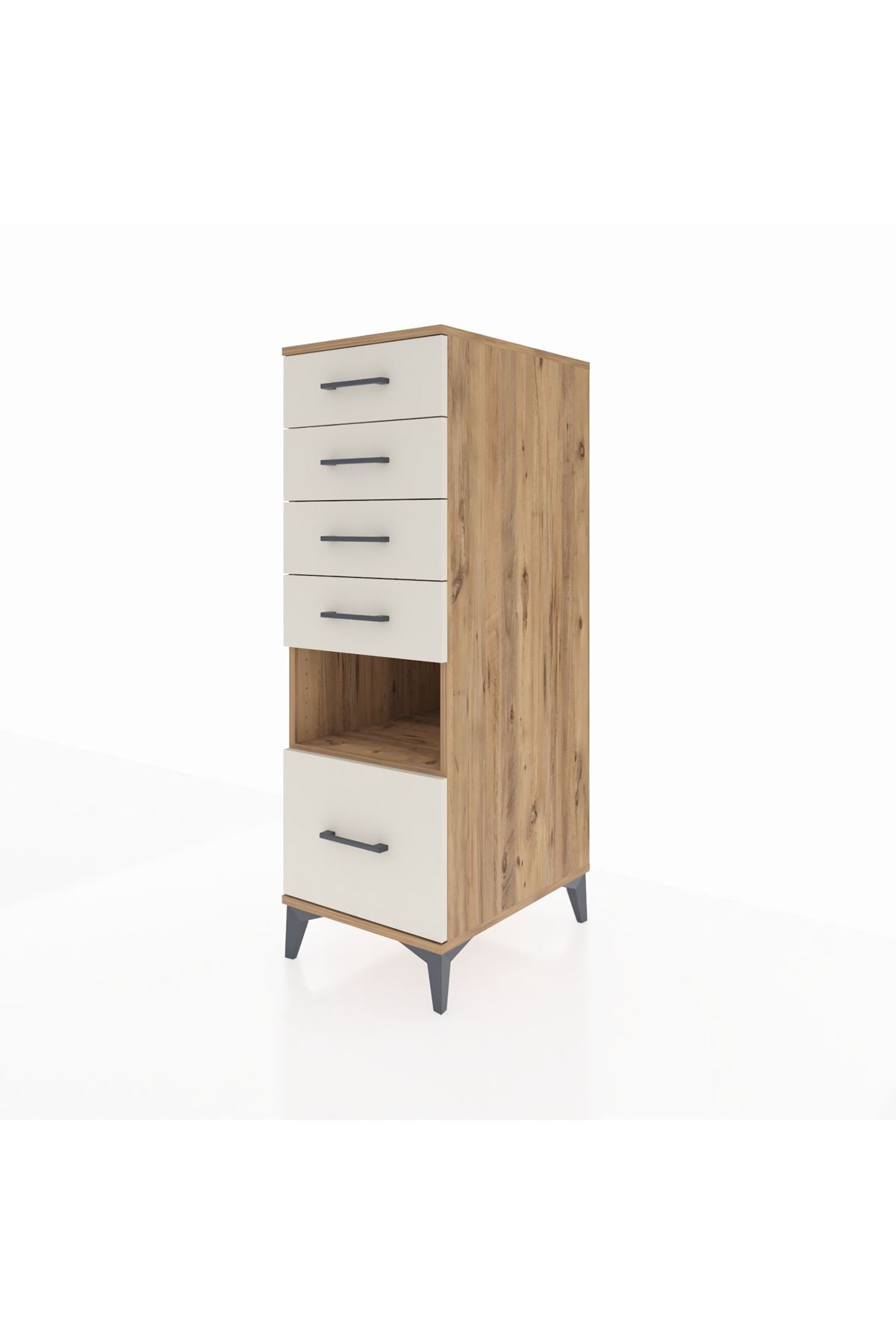 Kronos Dolap Tek Raflı 5 Çekmeceli 44x59x134 Çam-Aytaşı