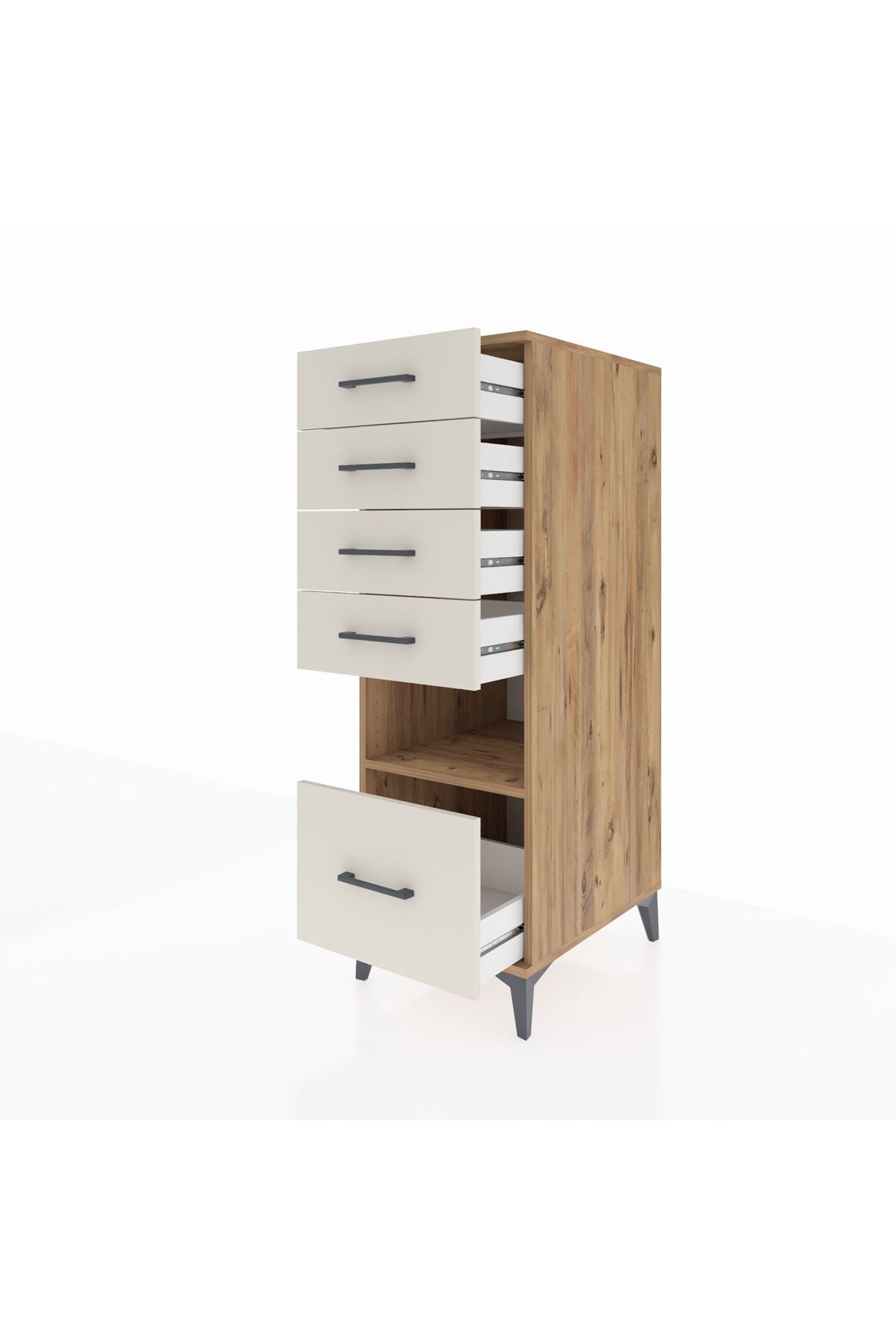 Kronos Dolap Tek Raflı 5 Çekmeceli 44x59x134 Çam-Aytaşı