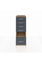 Kronos Dolap Tek Raflı 5 Çekmeceli 44x59x134 Çam-Antrasit