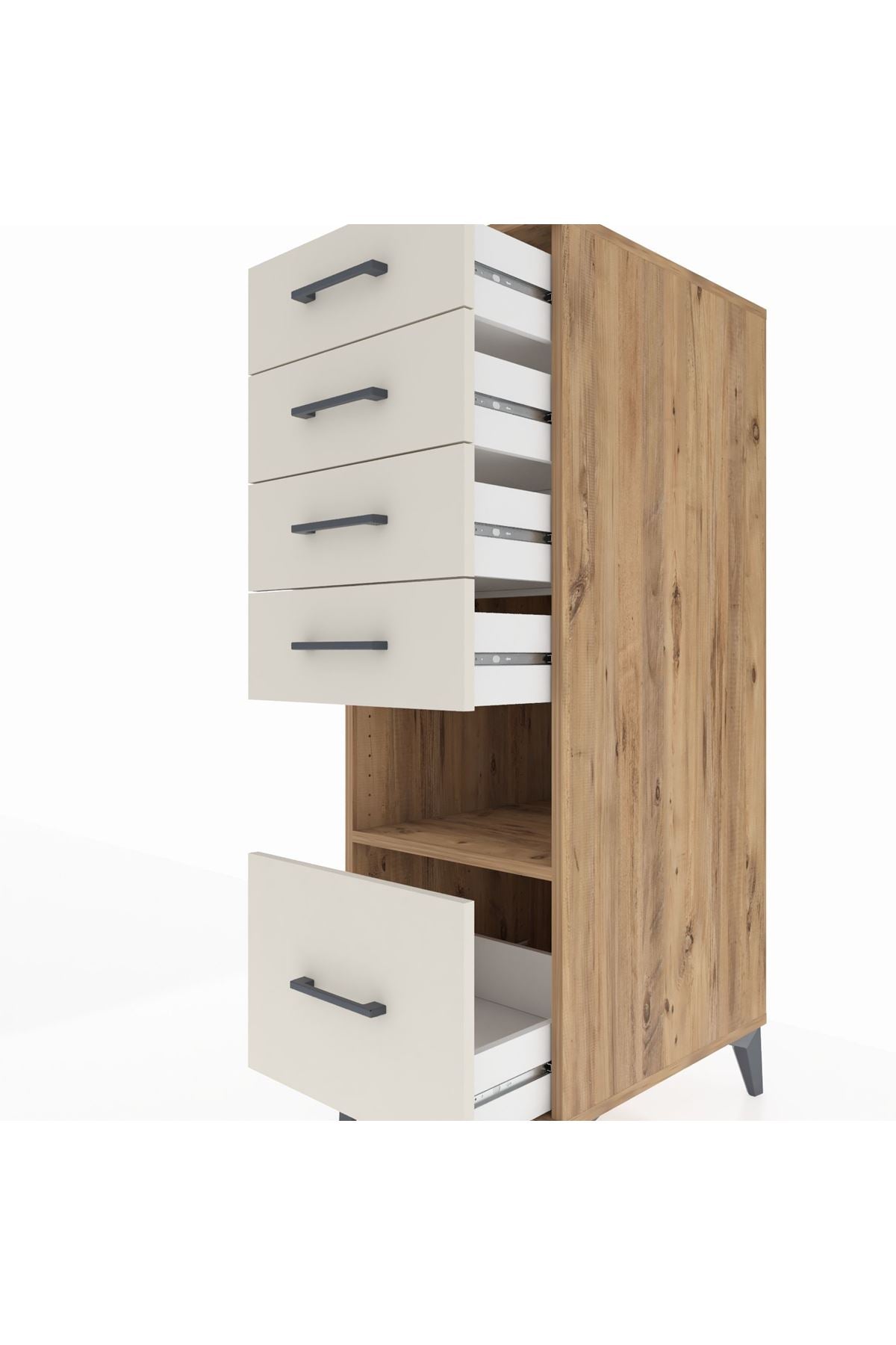 Kronos Dolap Tek Raflı 5 Çekmeceli 44x59x134 Çam-Aytaşı