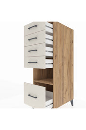Kronos Dolap Tek Raflı 5 Çekmeceli 44x59x134 Çam-Aytaşı