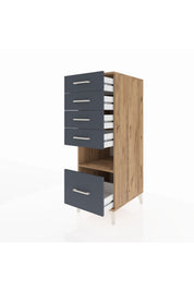 Kronos Dolap Tek Raflı 5 Çekmeceli 44x59x134 Çam-Antrasit