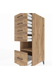 Kronos Dolap Tek Raflı 5 Çekmeceli 44x59x134 Çam-Çam