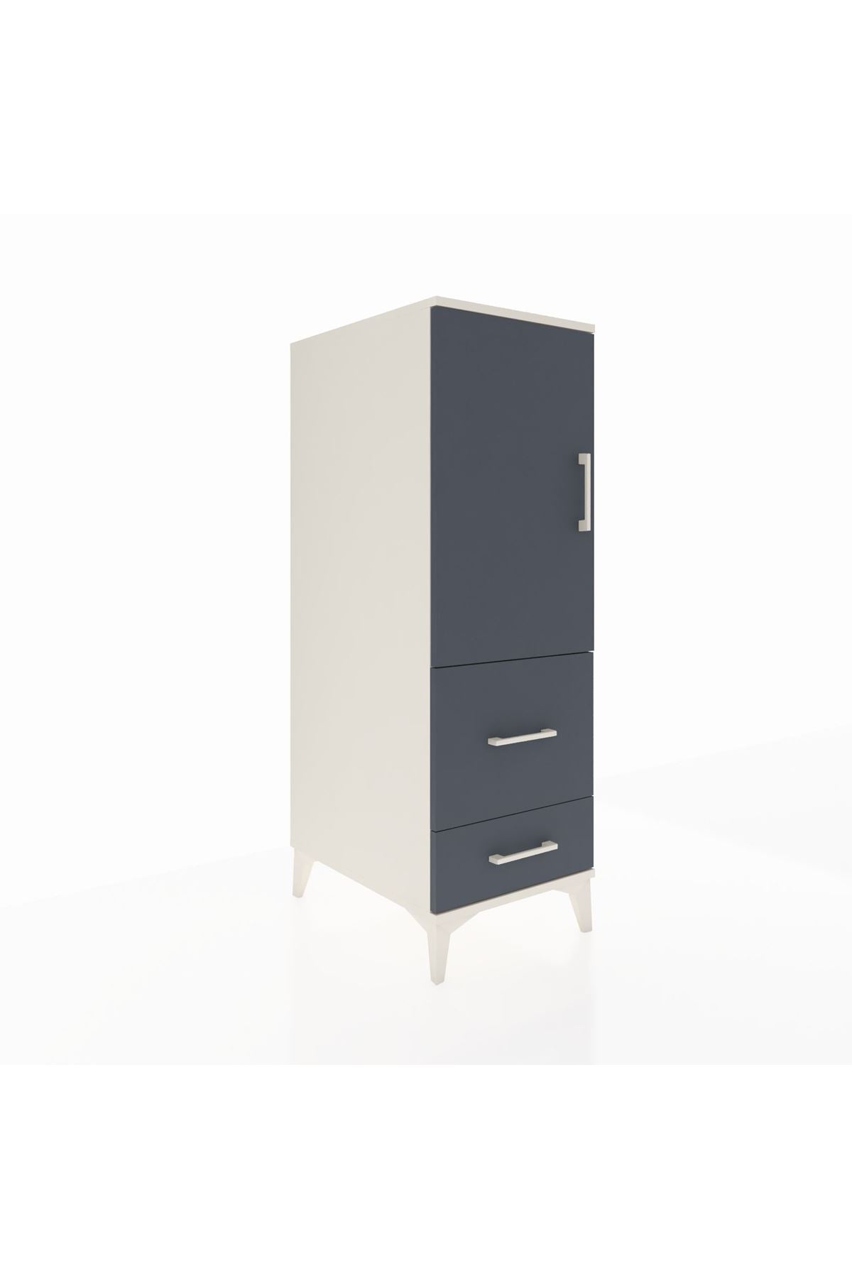 Kronos Dolap Tek Raflı 2 Çekmeceli Tek Kapaklı 44x59x134 - S82M012V2C