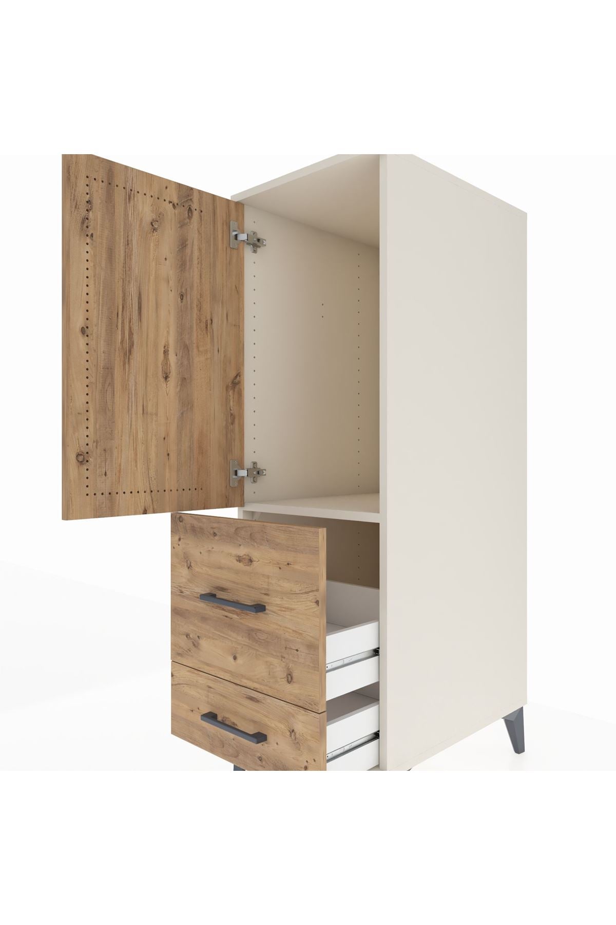 Kronos Dolap Tek Raflı 2 Çekmeceli Tek Kapaklı 44x59x134 Aytaşı-Çam