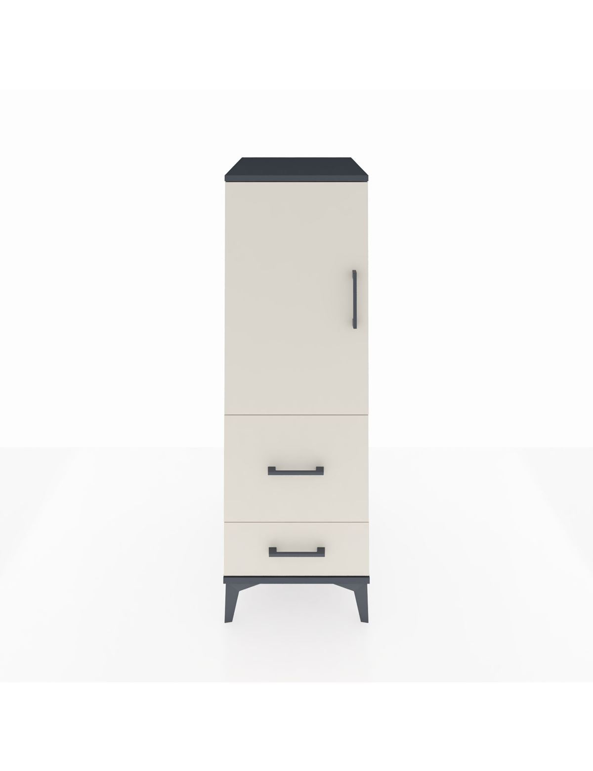 Kronos Dolap Tek Raflı 2 Çekmeceli Tek Kapaklı 44x59x134 Antrasit-Aytaşı