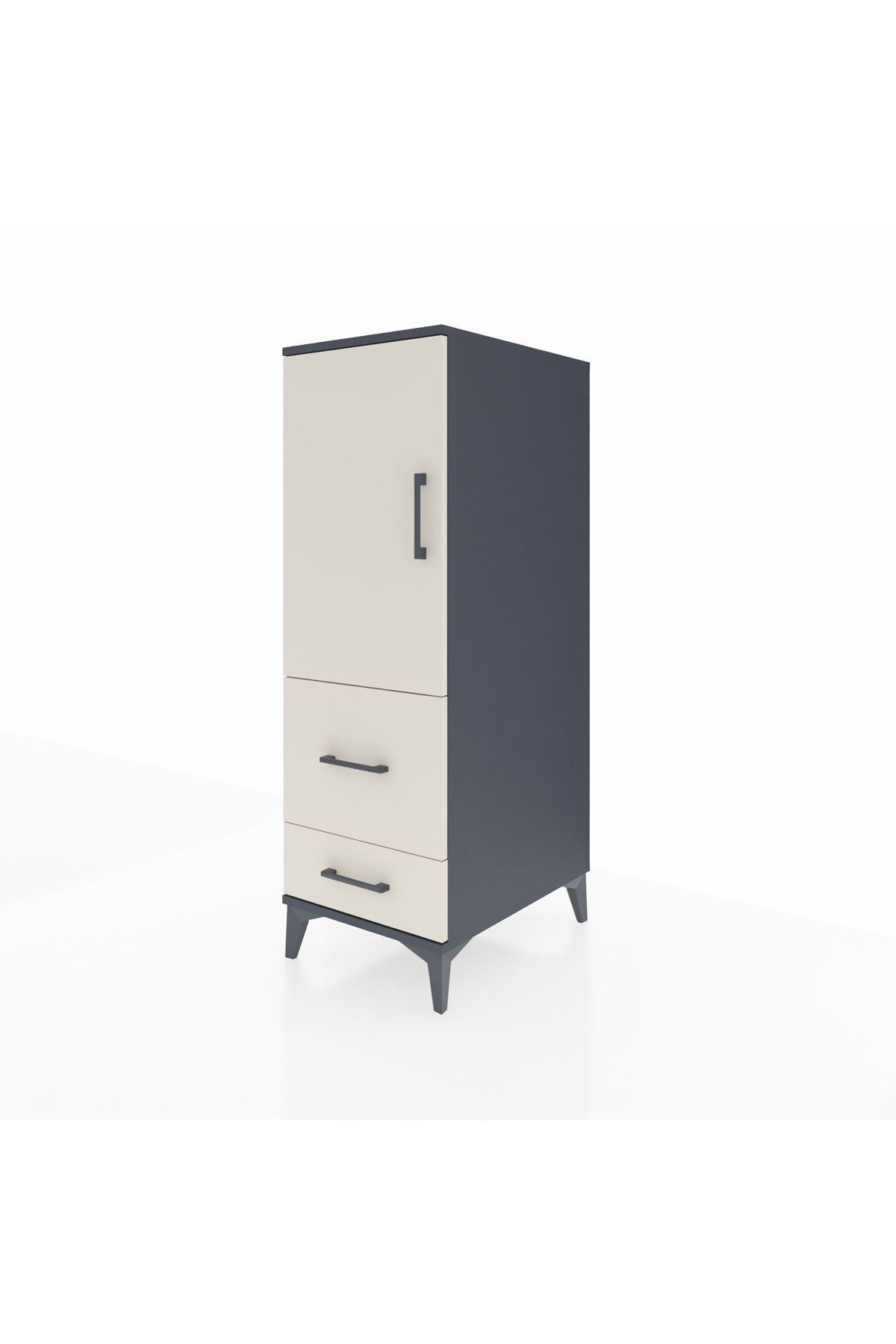 Kronos Dolap Tek Raflı 2 Çekmeceli Tek Kapaklı 44x59x134 Antrasit-Aytaşı