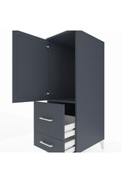 Kronos Dolap Tek Raflı 2 Çekmeceli Tek Kapaklı 44x59x134 Antrasit-Antrasit