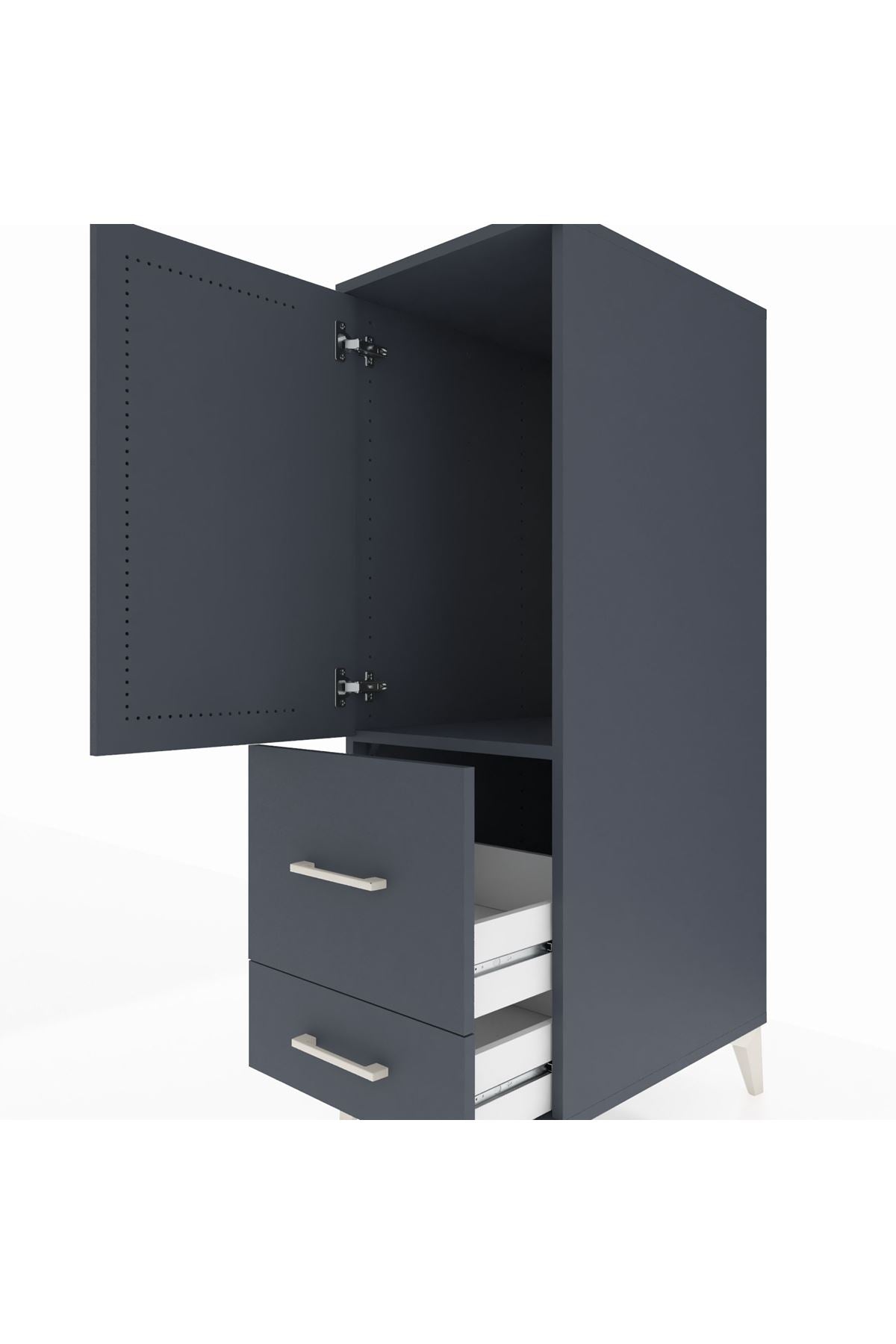 Kronos Dolap Tek Raflı 2 Çekmeceli Tek Kapaklı 44x59x134 - S82M012V5C