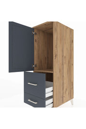 Kronos Dolap Tek Raflı 2 Çekmeceli Tek Kapaklı 44x59x134 Çam-Antrasit