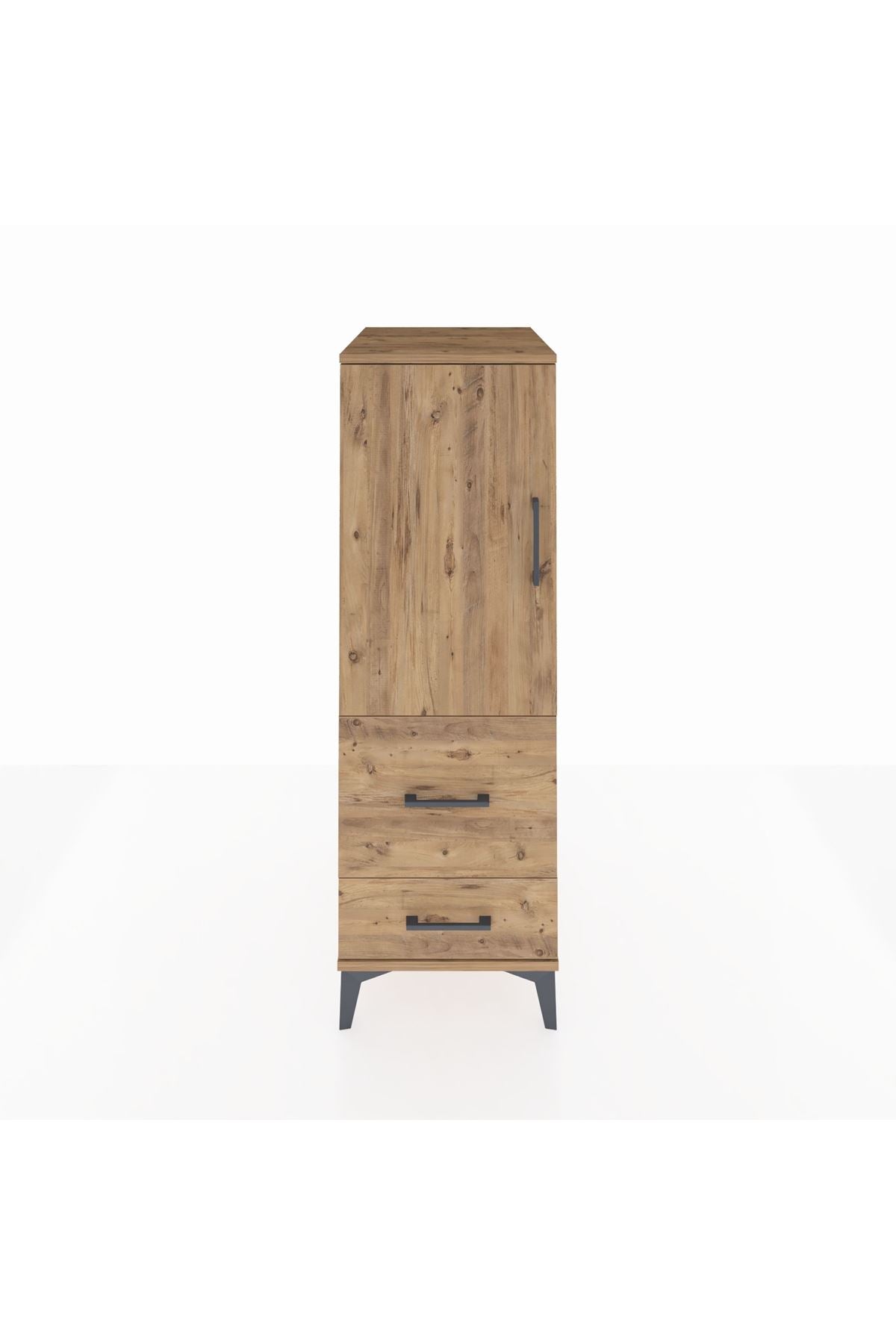 Kronos Dolap Tek Raflı 2 Çekmeceli Tek Kapaklı 44x59x134 Çam-Çam