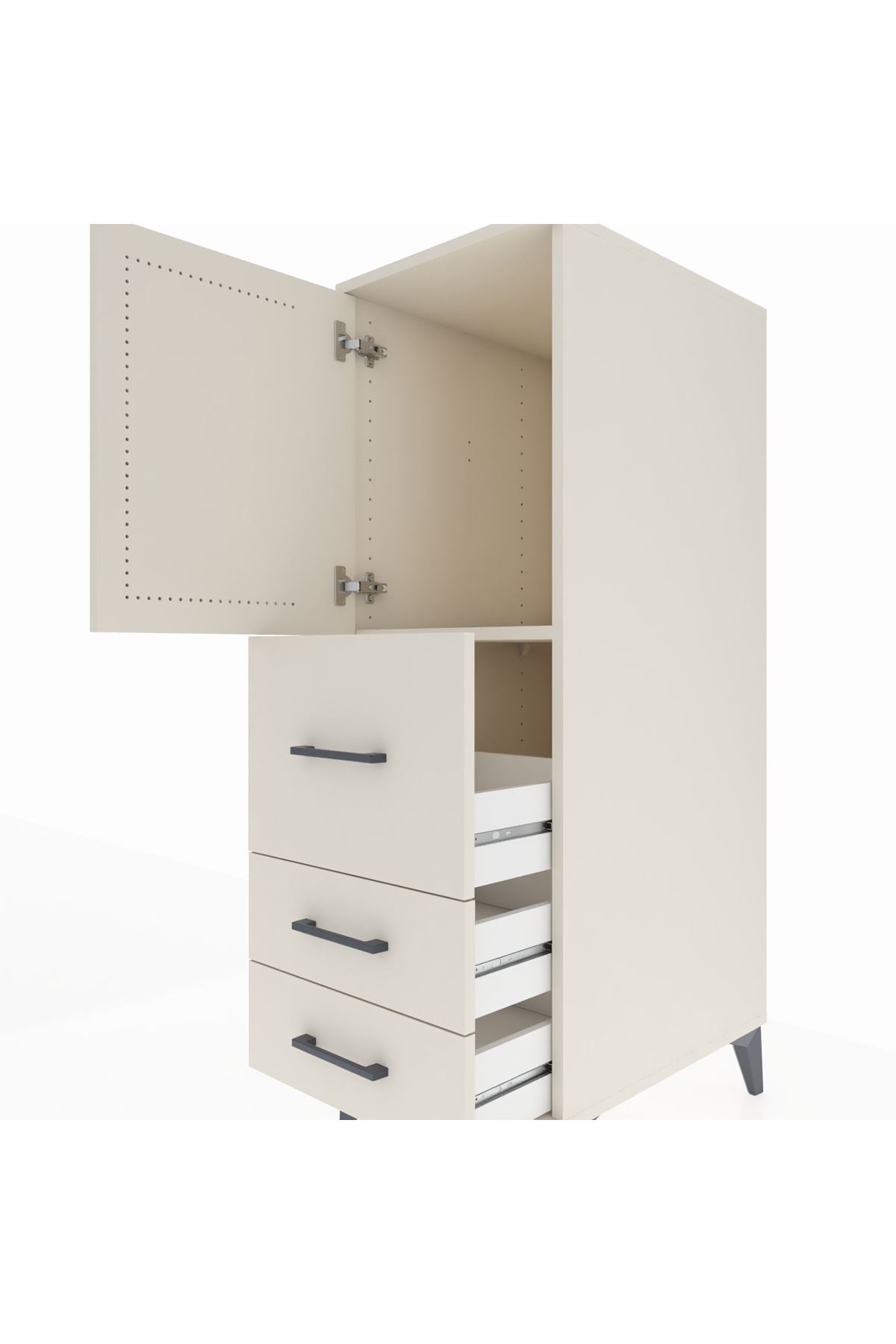 Kronos Dolap Tek Raflı 3 Çekmeceli Tek Kapaklı 44x59x134 Aytaşı-Aytaşı