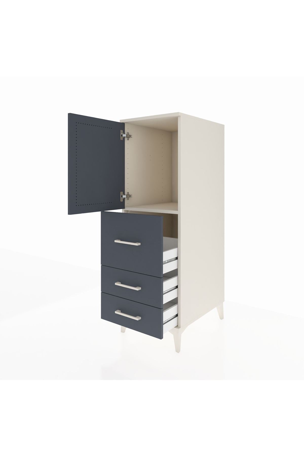 Kronos Dolap Tek Raflı 3 Çekmeceli Tek Kapaklı 44x59x134 Aytaşı-Antrasit