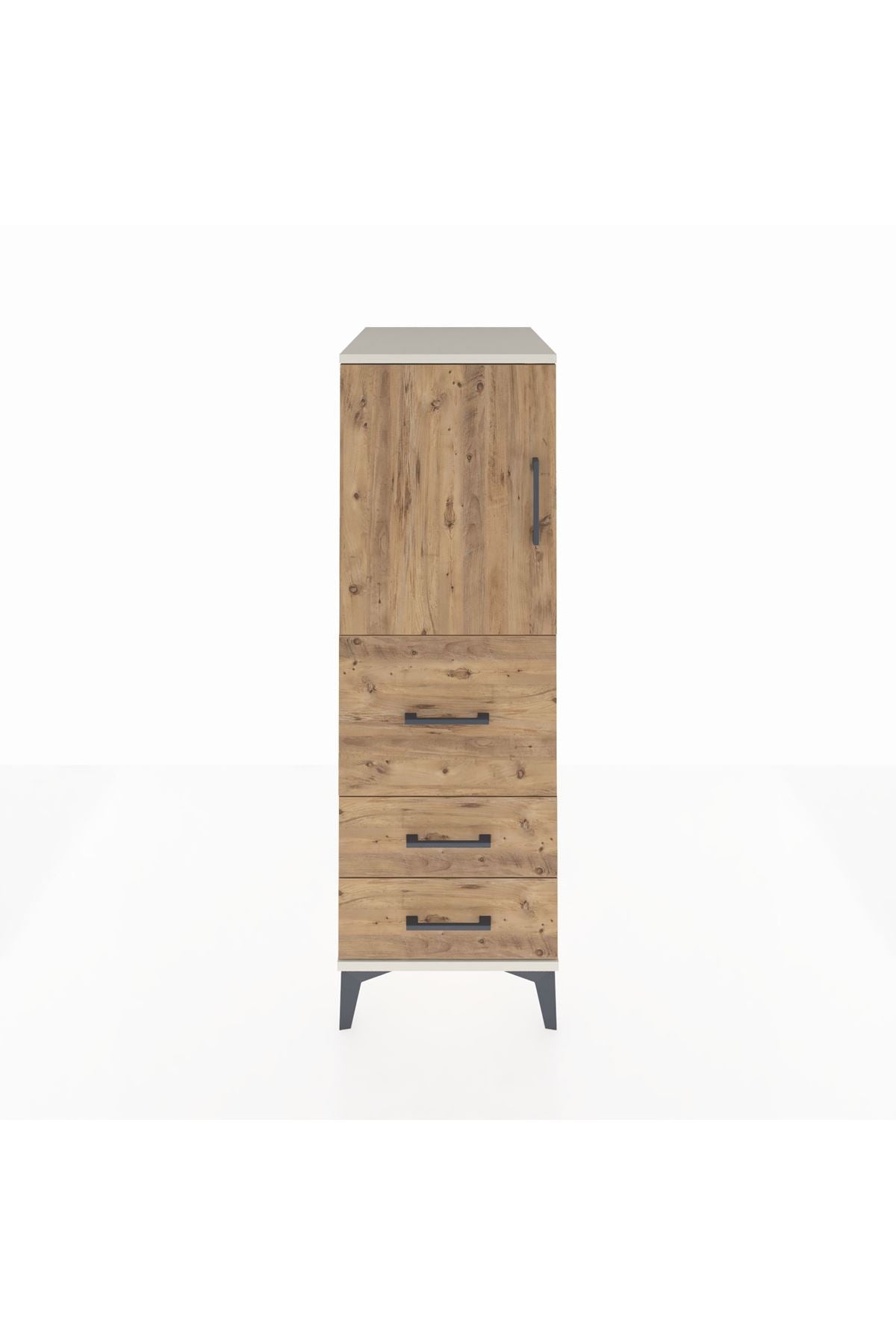 Kronos Dolap Tek Raflı 3 Çekmeceli Tek Kapaklı 44x59x134 Aytaşı-Çam