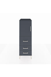 Kronos Dolap Tek Raflı 3 Çekmeceli Tek Kapaklı 44x59x134 Antrasit-Antrasit