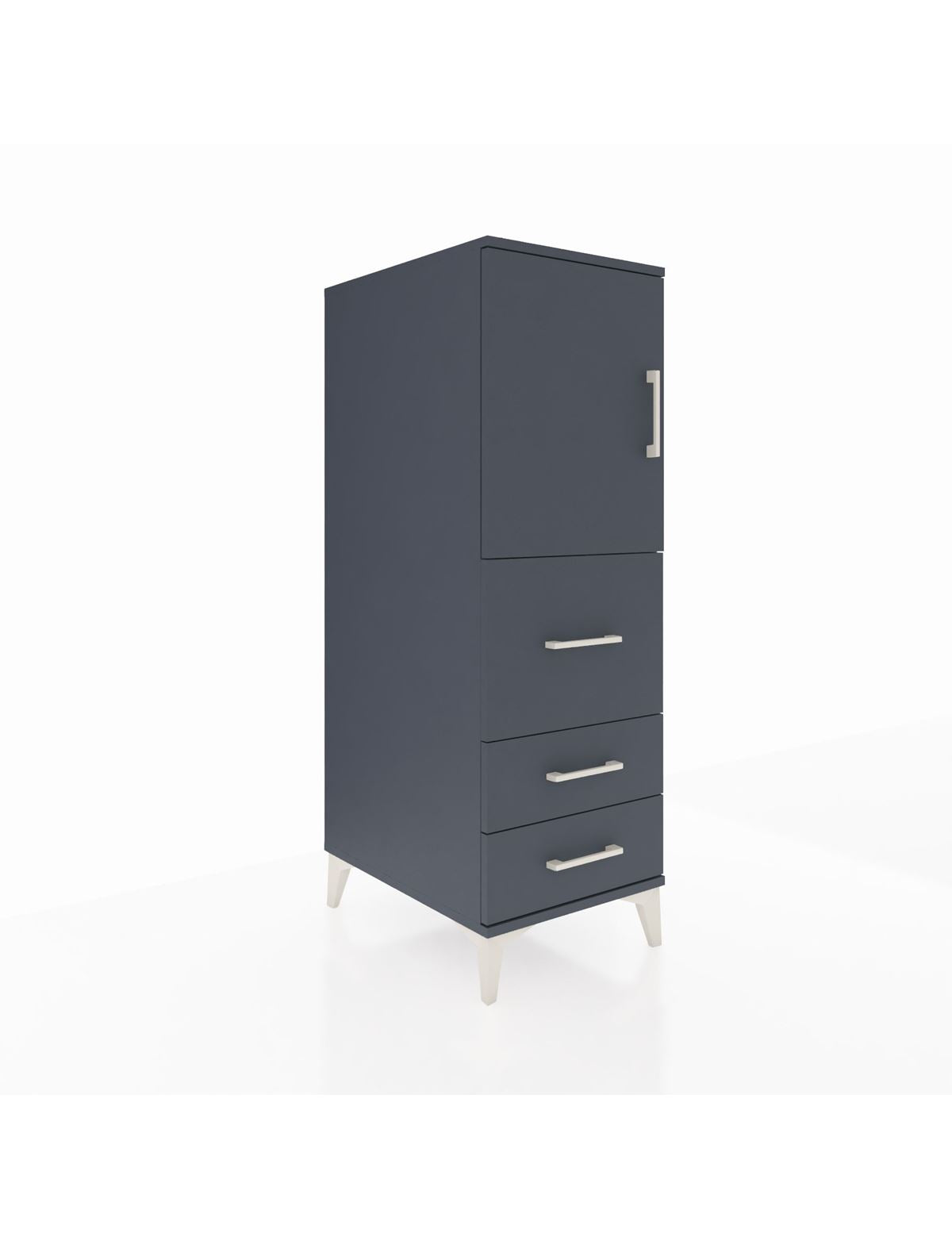 Kronos Dolap Tek Raflı 3 Çekmeceli Tek Kapaklı 44x59x134 Antrasit-Antrasit