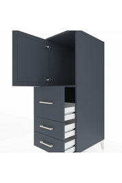 Kronos Dolap Tek Raflı 3 Çekmeceli Tek Kapaklı 44x59x134 Antrasit-Antrasit