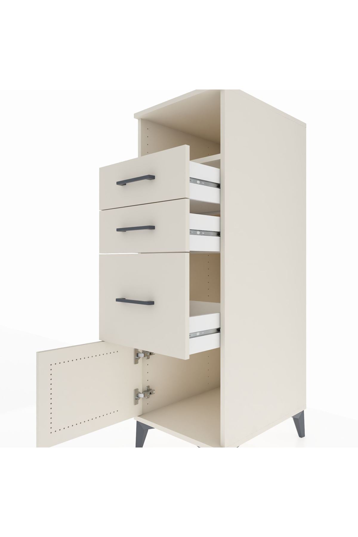 Kronos Dolap Tek Raflı 3 Çekmeceli Tek Kapaklı 44x59x134 Aytaşı-Aytaşı