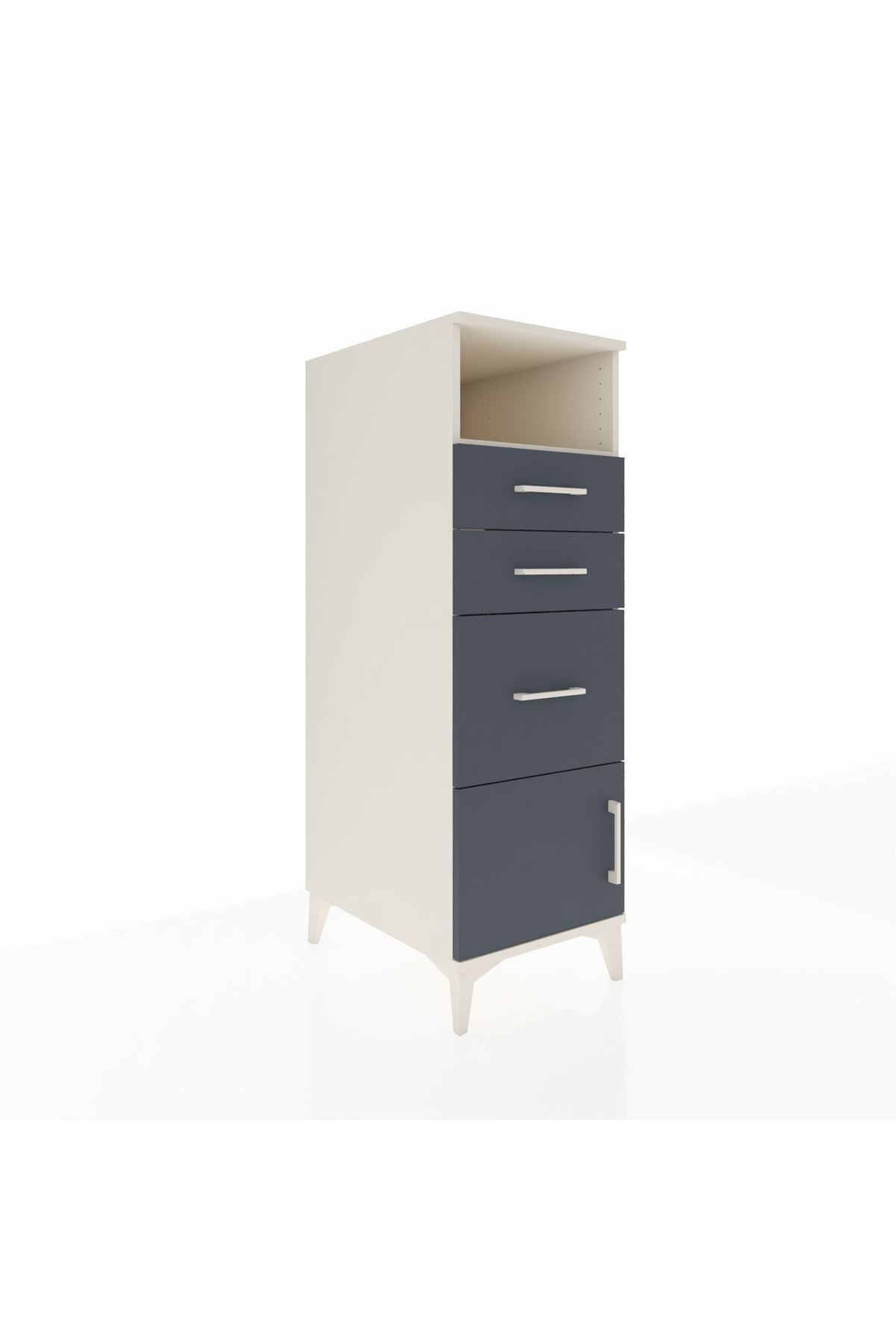 Kronos Dolap Tek Raflı 3 Çekmeceli Tek Kapaklı 44x59x134 Aytaşı-Antrasit