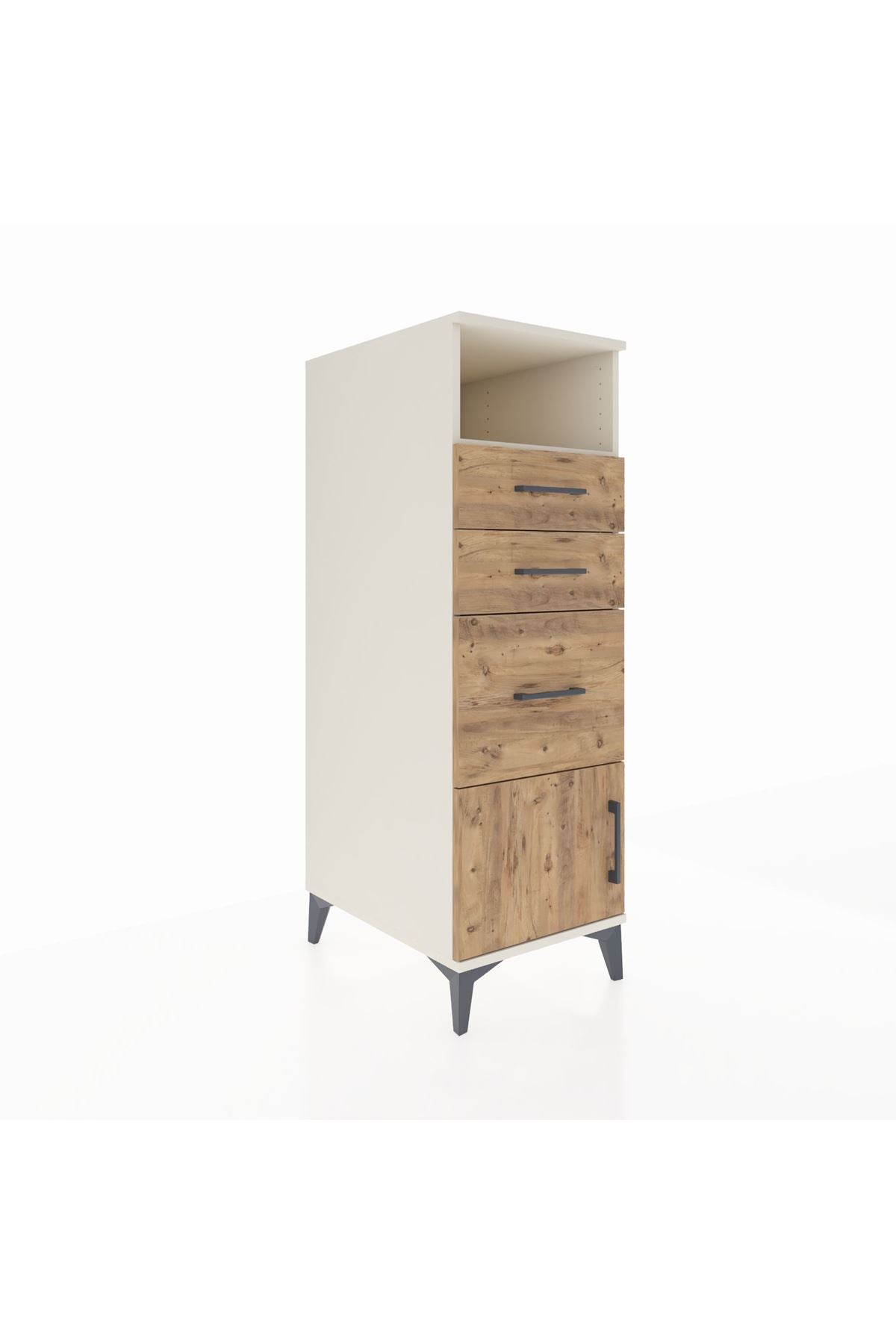 Kronos Dolap Tek Raflı 3 Çekmeceli Tek Kapaklı 44x59x134 Aytaşı-Çam