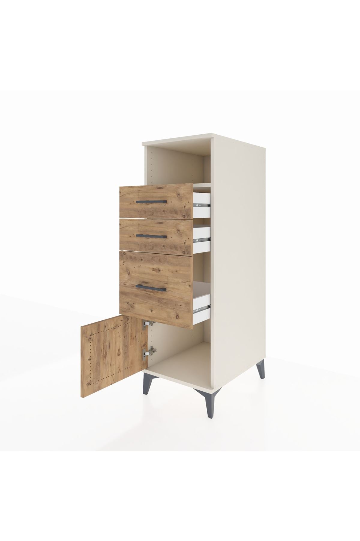 Kronos Dolap Tek Raflı 3 Çekmeceli Tek Kapaklı 44x59x134 Aytaşı-Çam