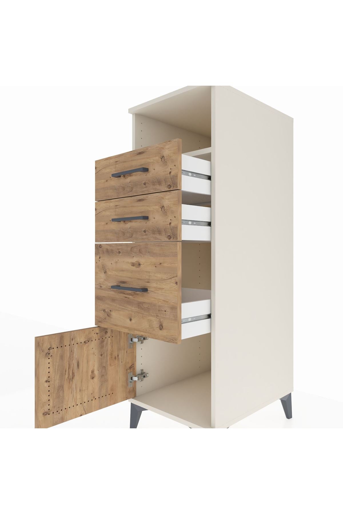 Kronos Dolap Tek Raflı 3 Çekmeceli Tek Kapaklı 44x59x134 Aytaşı-Çam