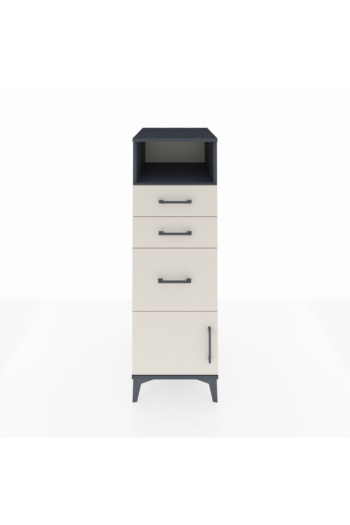 Kronos Dolap Tek Raflı 3 Çekmeceli Tek Kapaklı 44x59x134 - S82M014V4C