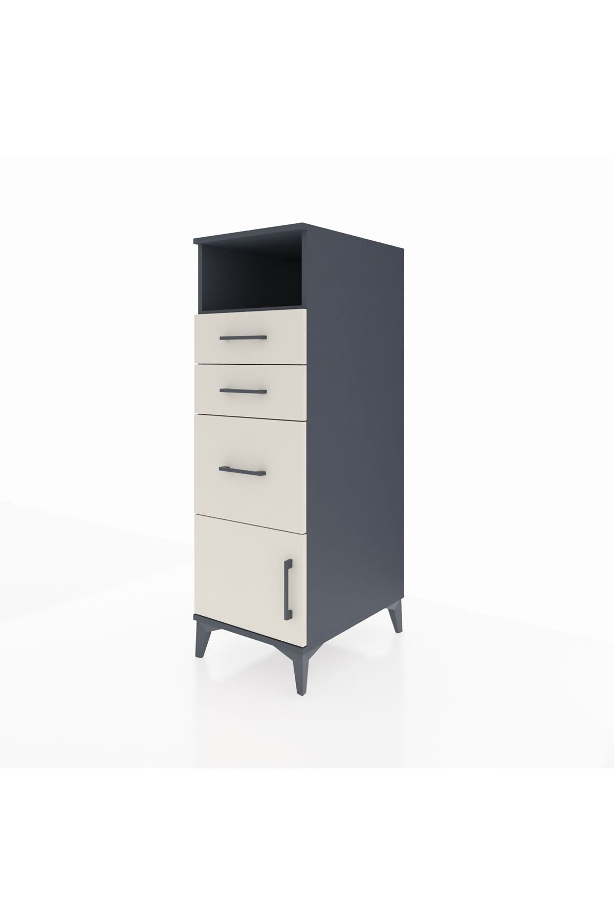 Kronos Dolap Tek Raflı 3 Çekmeceli Tek Kapaklı 44x59x134 Antrasit-Aytaşı