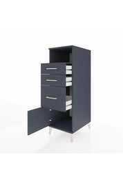 Kronos Dolap Tek Raflı 3 Çekmeceli Tek Kapaklı 44x59x134 Antrasit-Antrasit