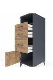 Kronos Dolap Tek Raflı 3 Çekmeceli Tek Kapaklı 44x59x134 Antrasit-Çam