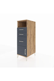 Kronos Dolap Tek Raflı 3 Çekmeceli Tek Kapaklı 44x59x134 Çam-Antrasit