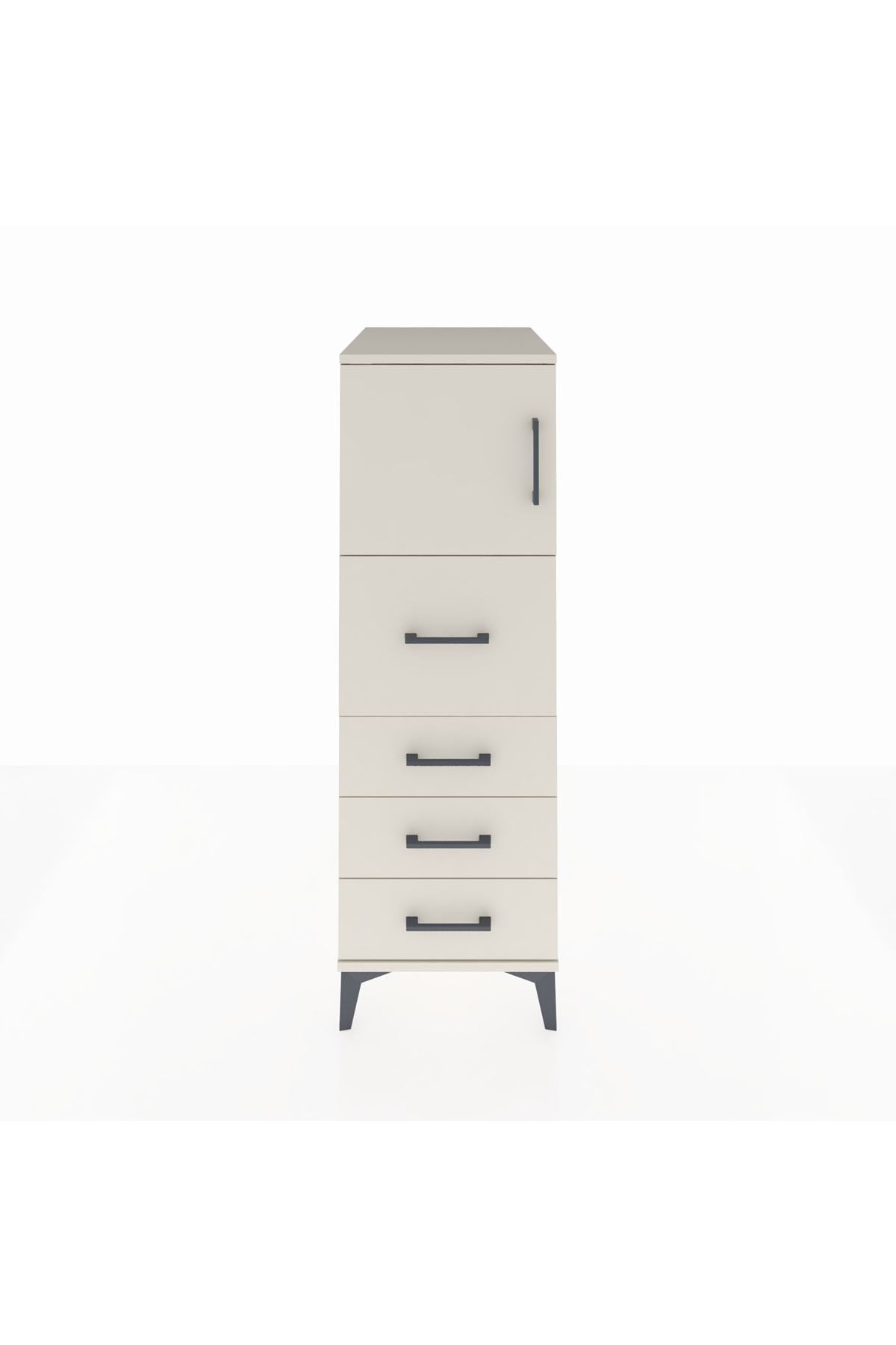 Kronos Dolap Tek Raflı 4 Çekmeceli Tek Kapaklı 44x59x134 Aytaşı-Aytaşı