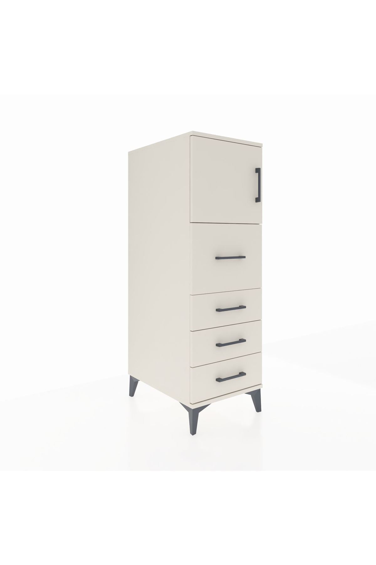 Kronos Dolap Tek Raflı 4 Çekmeceli Tek Kapaklı 44x59x134 Aytaşı-Aytaşı