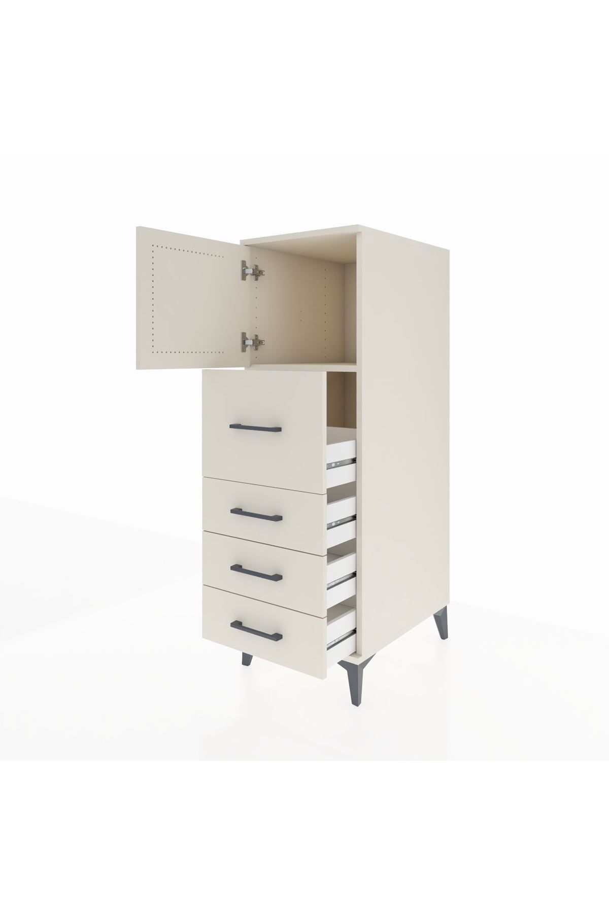 Kronos Dolap Tek Raflı 4 Çekmeceli Tek Kapaklı 44x59x134 Aytaşı-Aytaşı