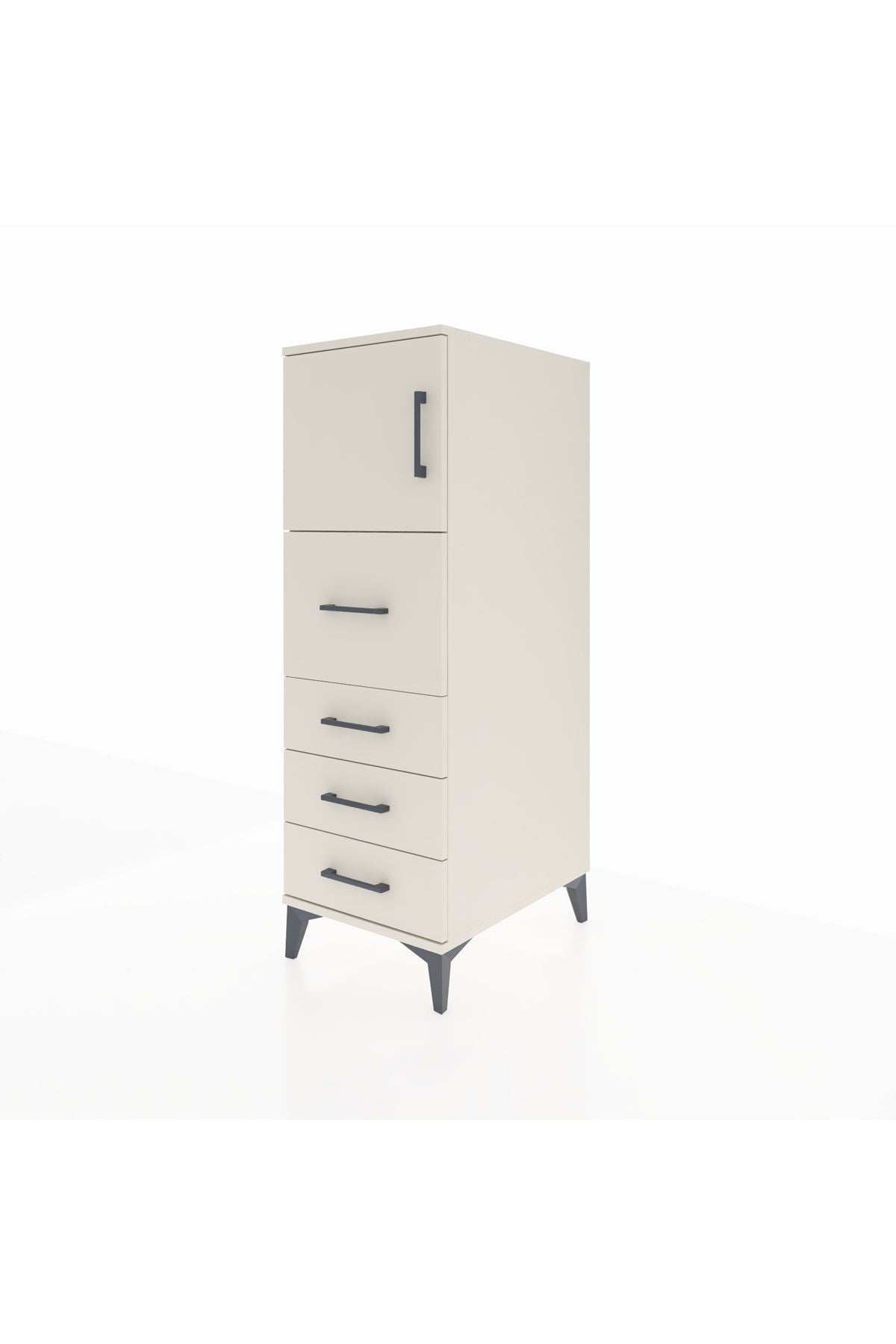 Kronos Dolap Tek Raflı 4 Çekmeceli Tek Kapaklı 44x59x134 Aytaşı-Aytaşı