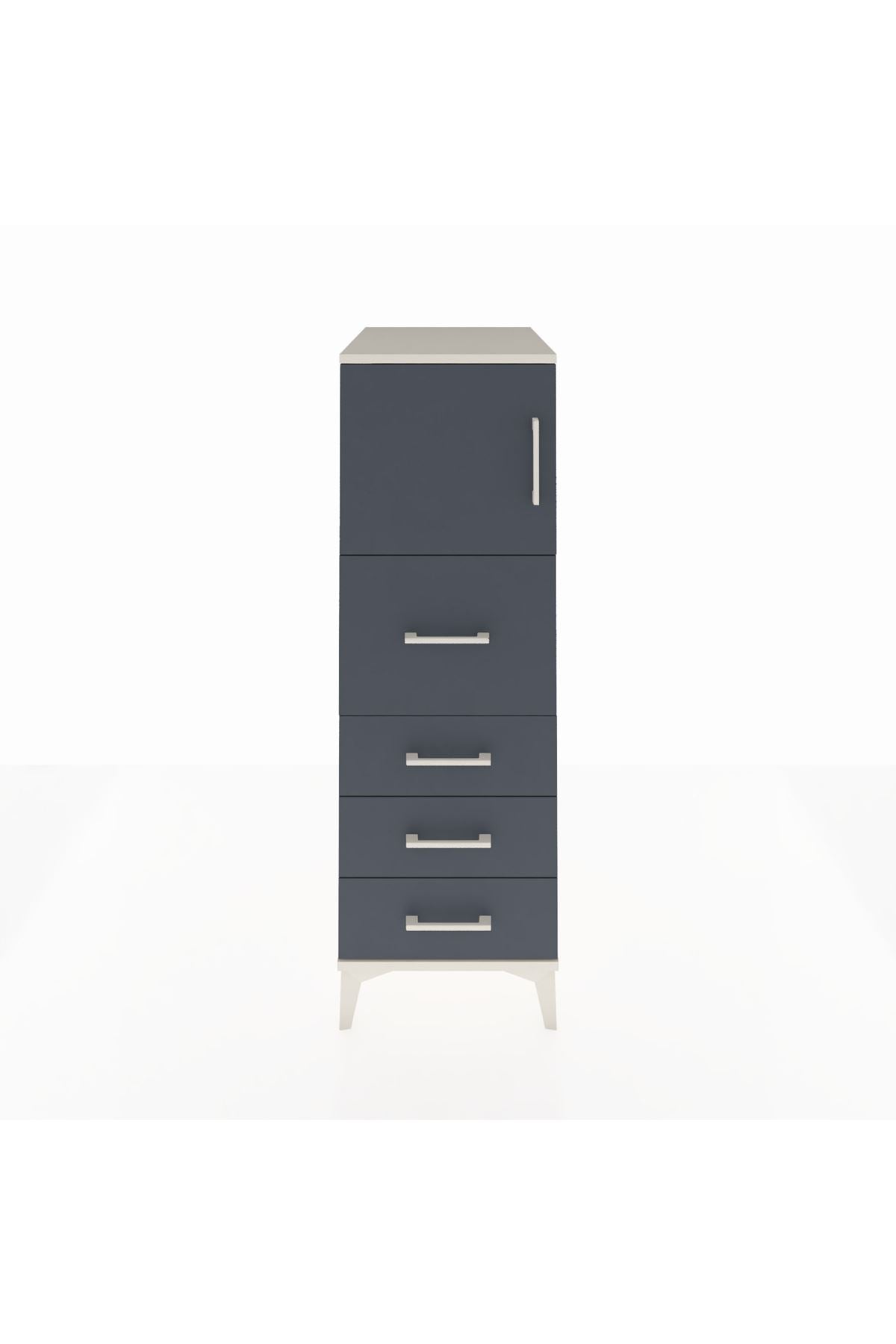 Kronos Dolap Tek Raflı 4 Çekmeceli Tek Kapaklı 44x59x134 Aytaşı-Antrasit