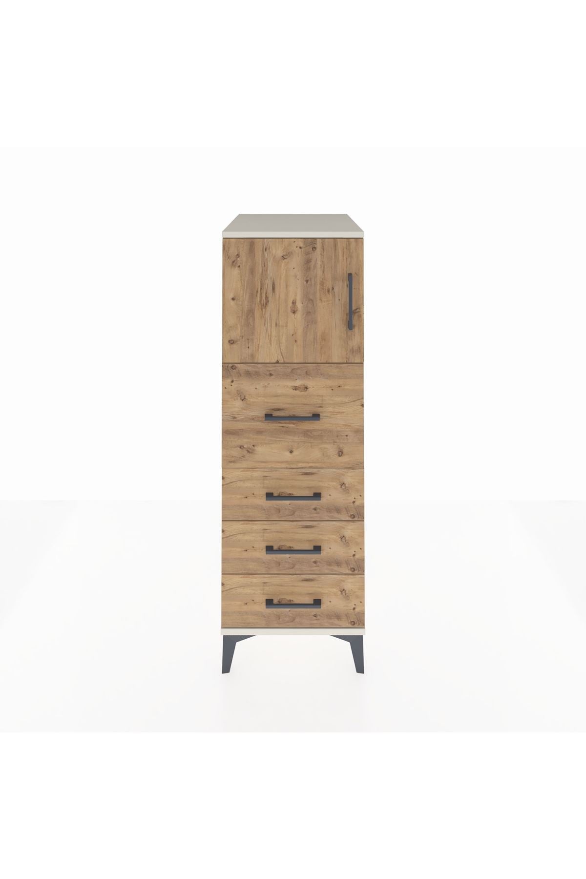 Kronos Dolap Tek Raflı 4 Çekmeceli Tek Kapaklı 44x59x134 Aytaşı-Çam