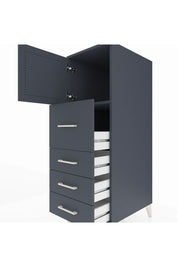 Kronos Dolap Tek Raflı 4 Çekmeceli Tek Kapaklı 44x59x134 Antrasit-Antrasit