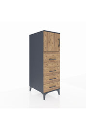 Kronos Dolap Tek Raflı 4 Çekmeceli Tek Kapaklı 44x59x134 Antrasit-Çam