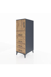 Kronos Dolap Tek Raflı 4 Çekmeceli Tek Kapaklı 44x59x134 Antrasit-Çam