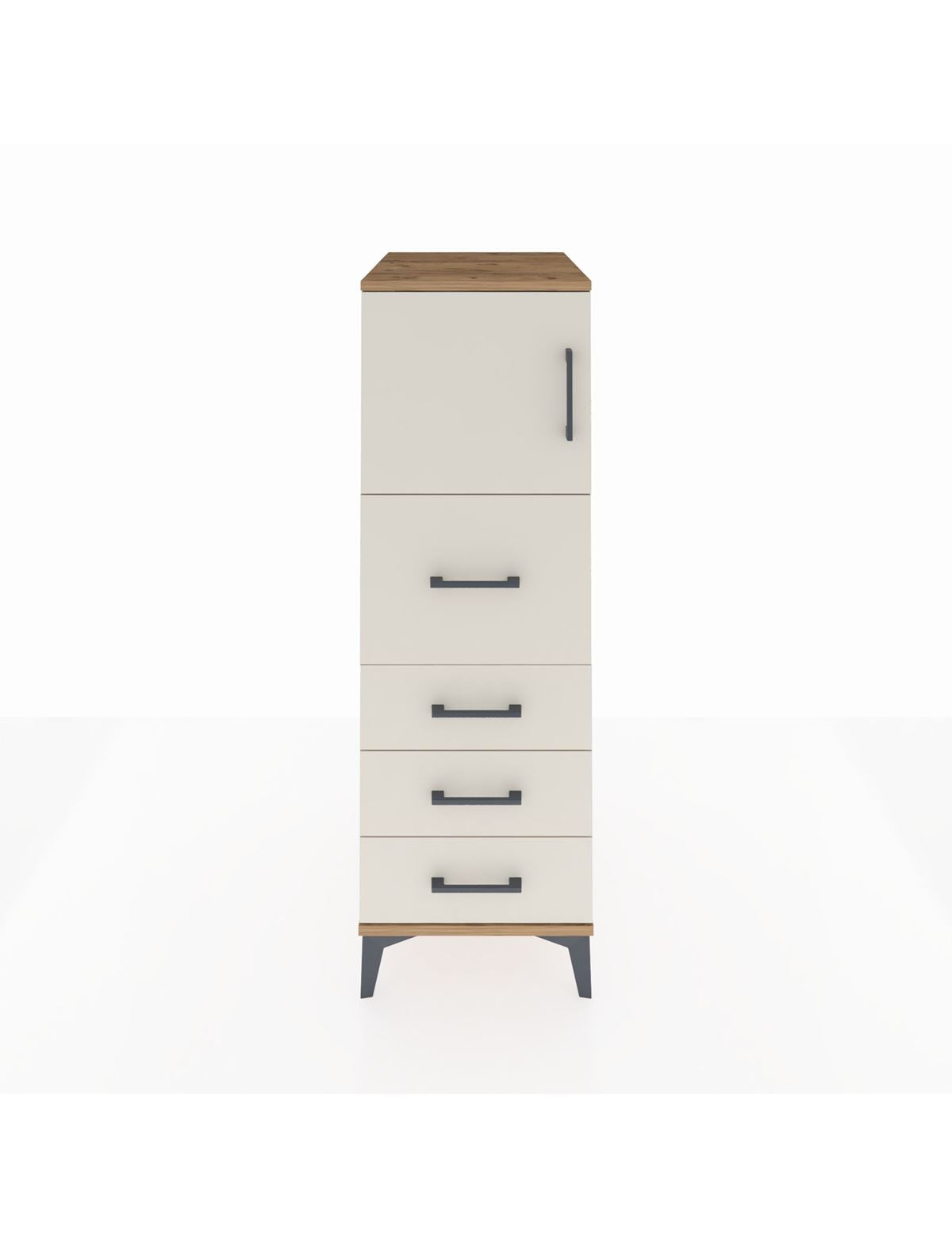 Kronos Dolap Tek Raflı 4 Çekmeceli Tek Kapaklı 44x59x134 Çam-Aytaşı